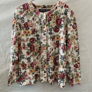 White Floral Button-Down Shirt
